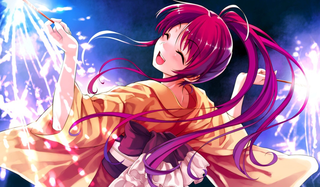 Девушка аниме с волшебной палочкой