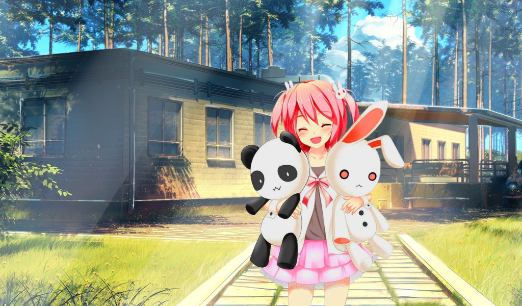 Девушка аниме ArseniXC с игрушками