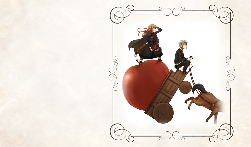 Яблоко на телеге в аниме Волчица и пряности