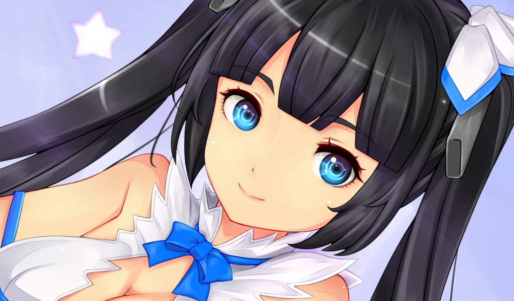 Голубоглазая девушка из аниме Может, я встречу тебя в подземелье