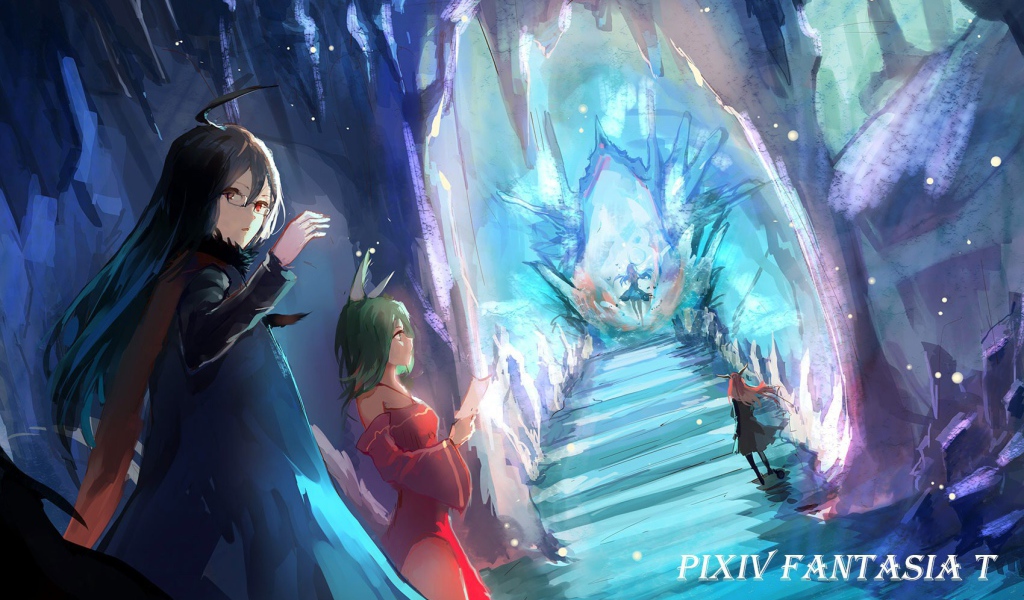 Голубой фентези мир аниме Pixiv Fantasia