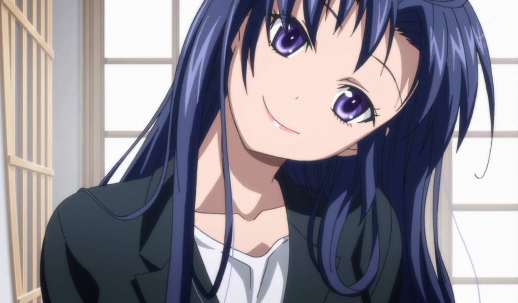 Девушка брюнетка в аниме Моя кузина - инопланетянка