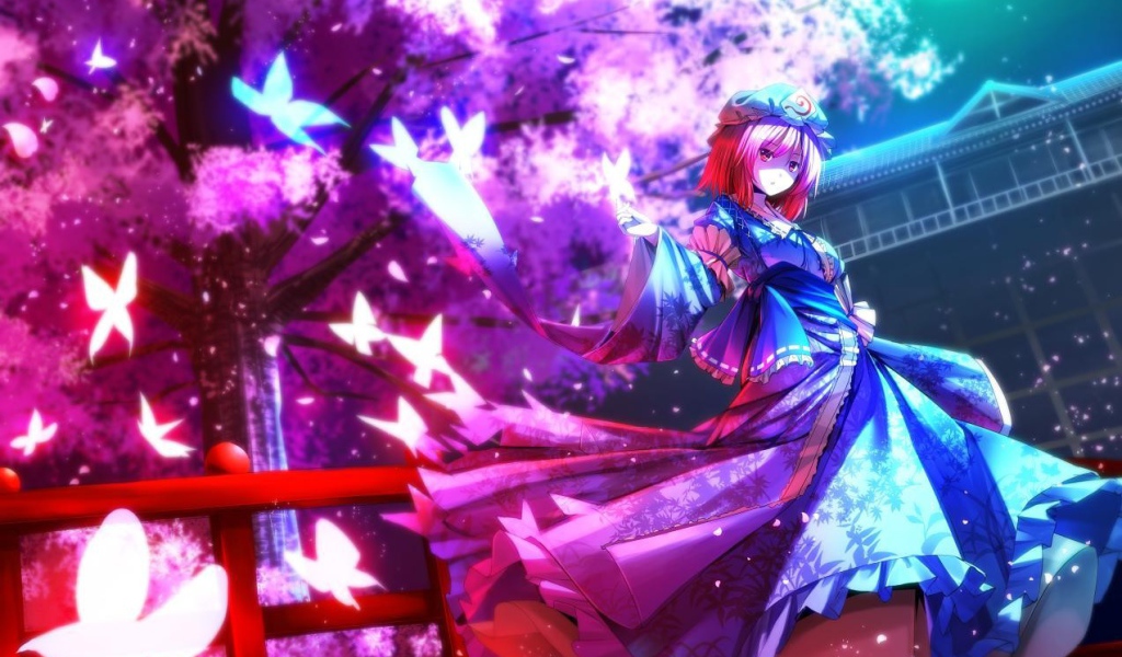 Бабочки в аниме Saigyouji Yuyuko