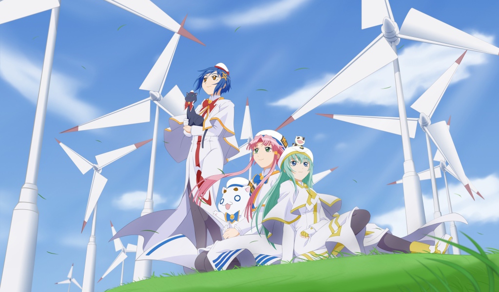 Персонажи аниме Ангельские ритмы среди ветряков
