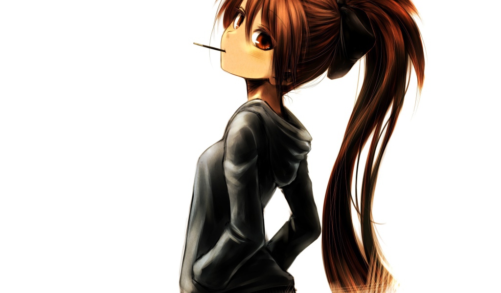 Сигарета во рту девушки из аниме Девочка-волшебница Мадока