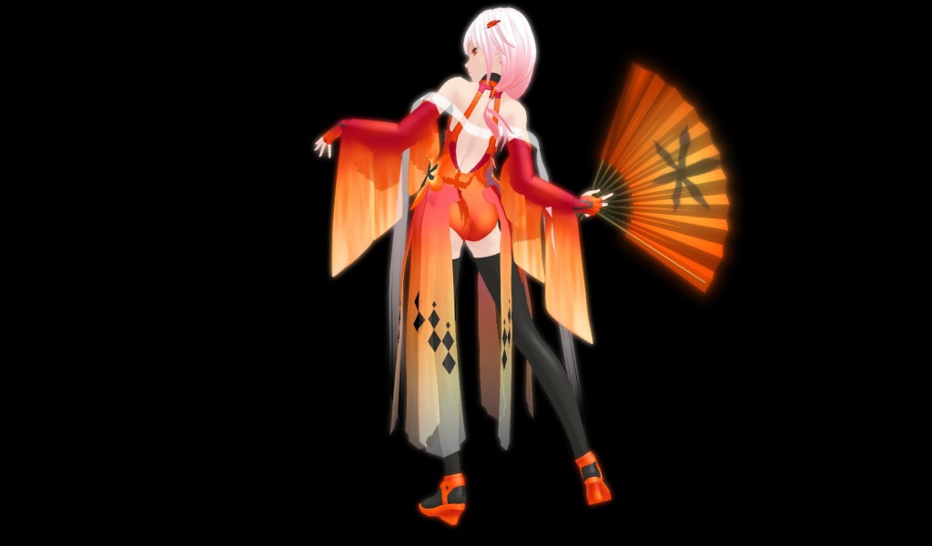 Веер в руке девушки из аниме Корона грешника
