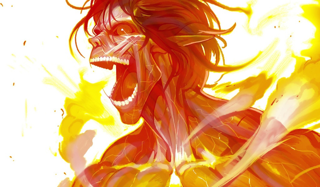 Огненный персонаж аниме Shingeki no Kyojin