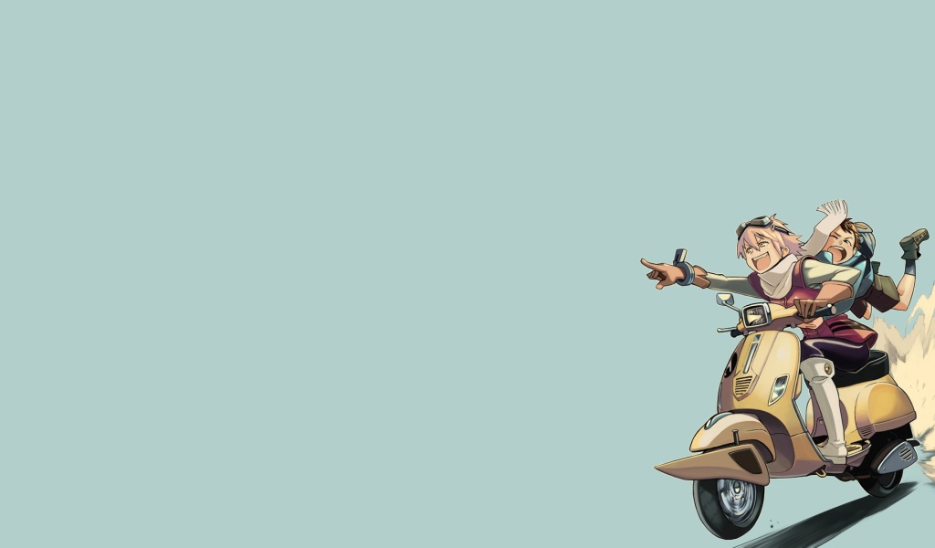 Друзья на мотороллере в аниме 49 дней
