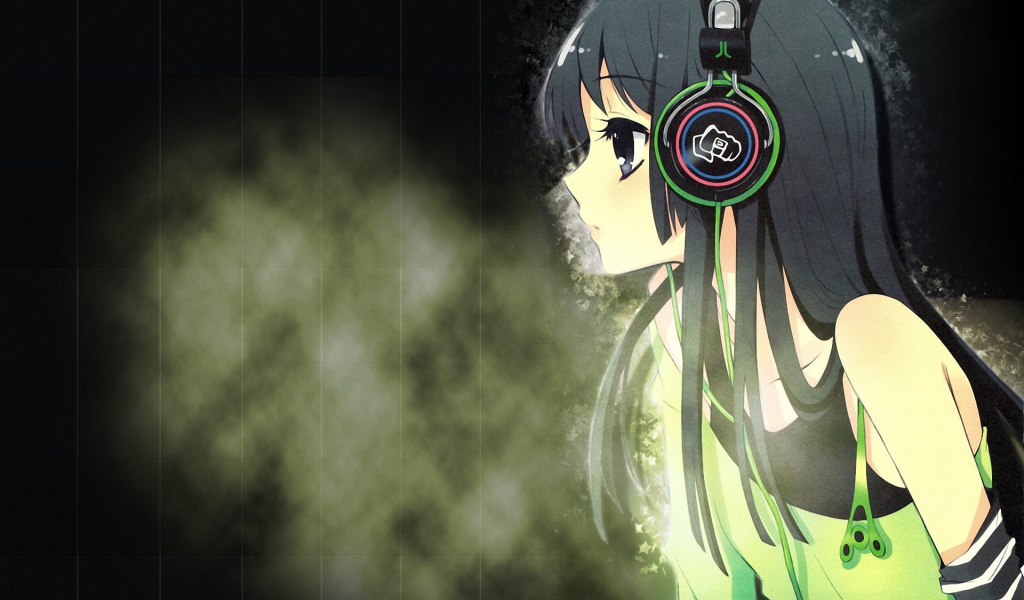 Девушка Акияма Мио в наушниках, аниме