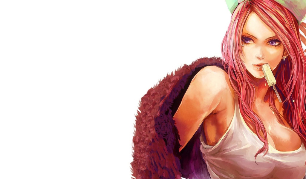 Девушка ест мороженое в аниме One Piece