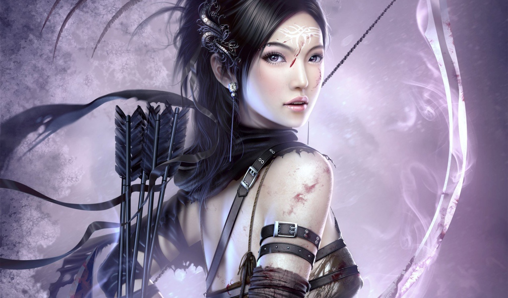 Девушка с луком и стрелами аниме