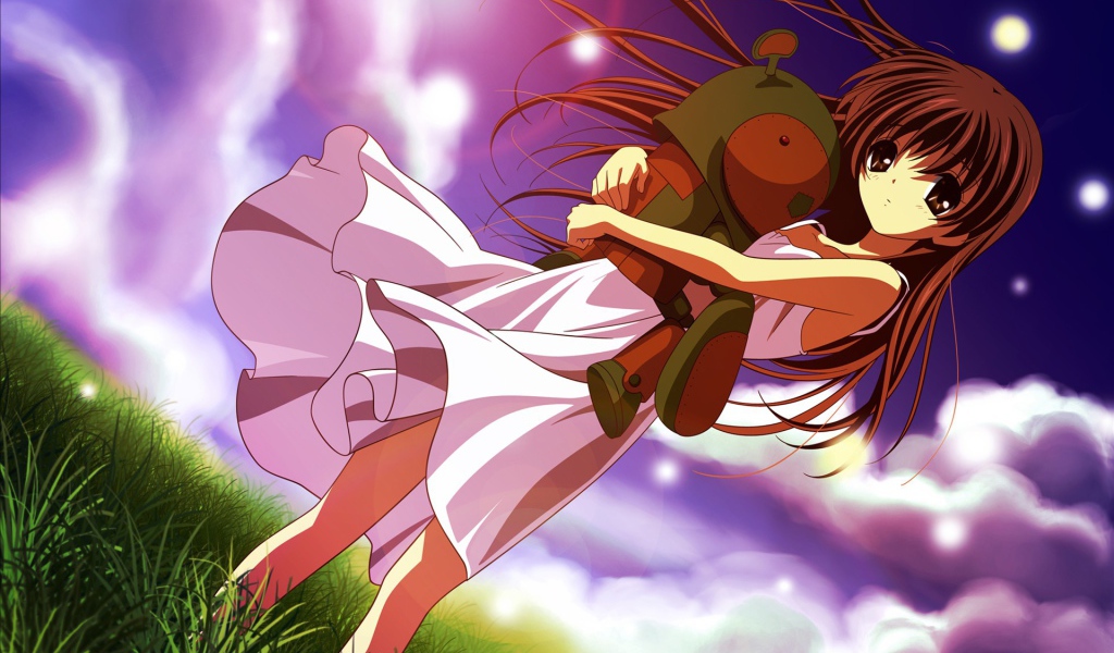 Девочка с игрушкой в аниме Кланнад