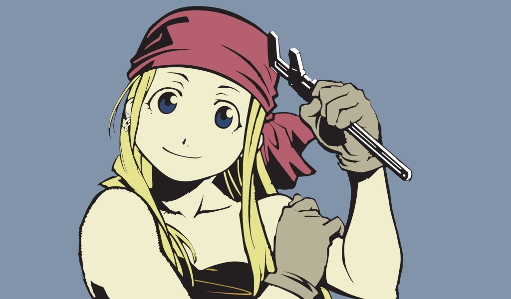 Девушка с гаечным ключом, аниме Full Metal Alchemist
