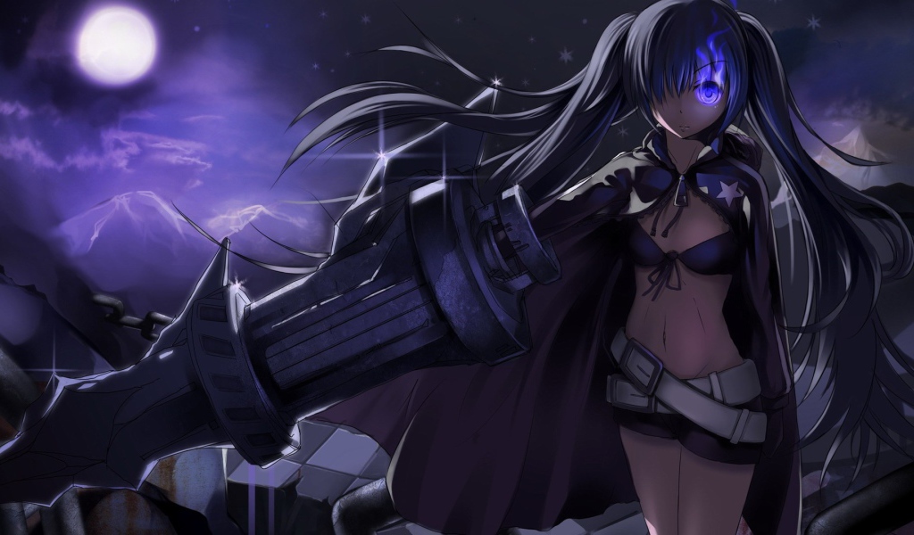Девушка с большим оружием в аниме Black Rock Shooter