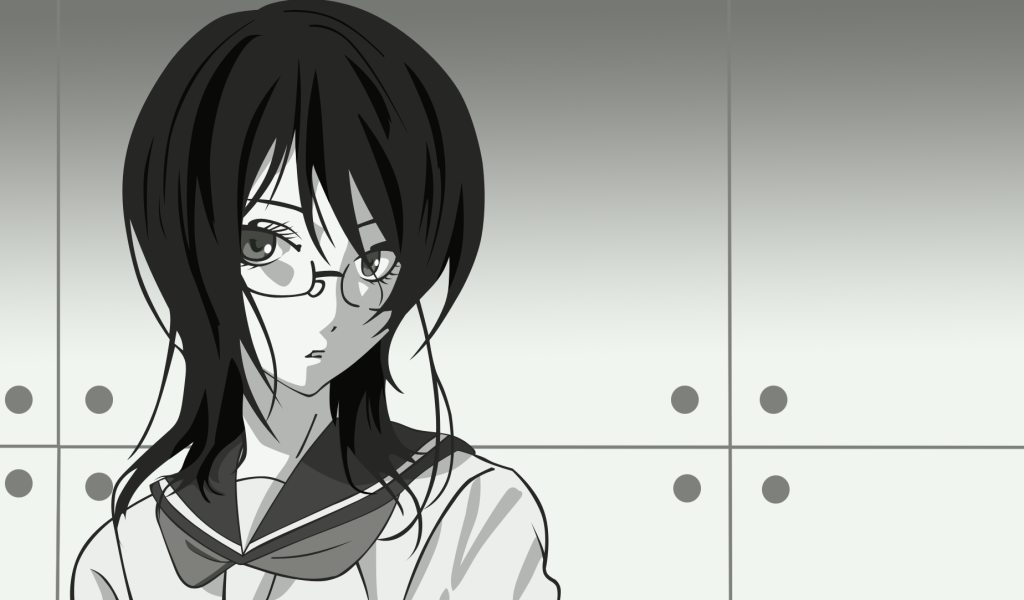 Девушка в очках в аниме Sayonara Zetsubou Sensei