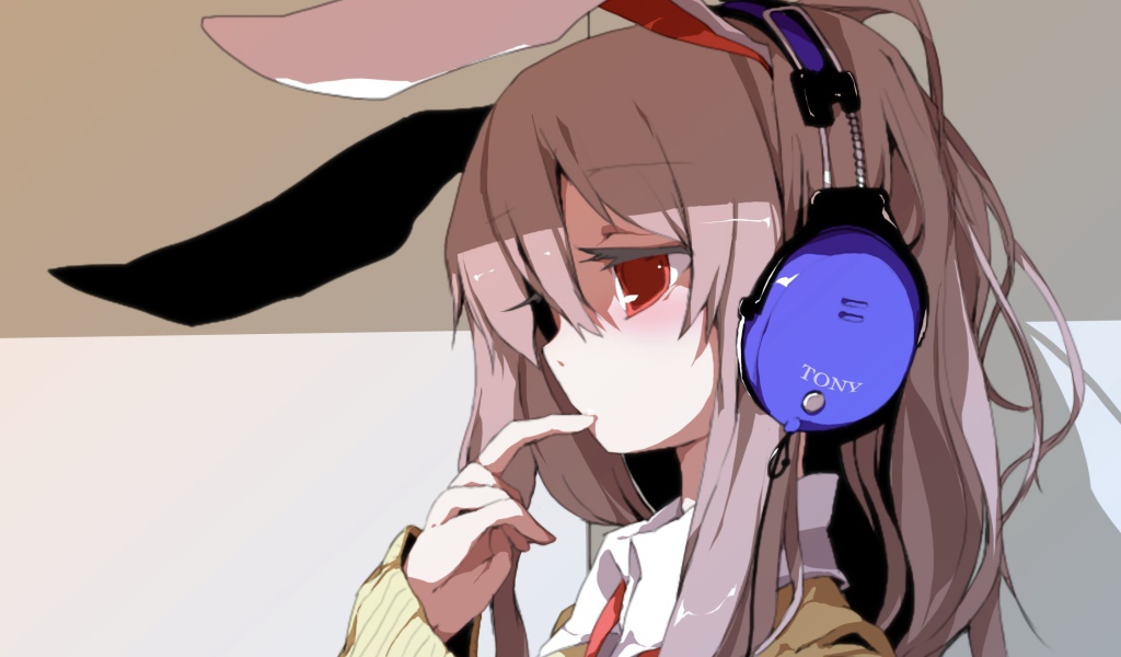 Девушка в наушниках в аниме Touhou Project