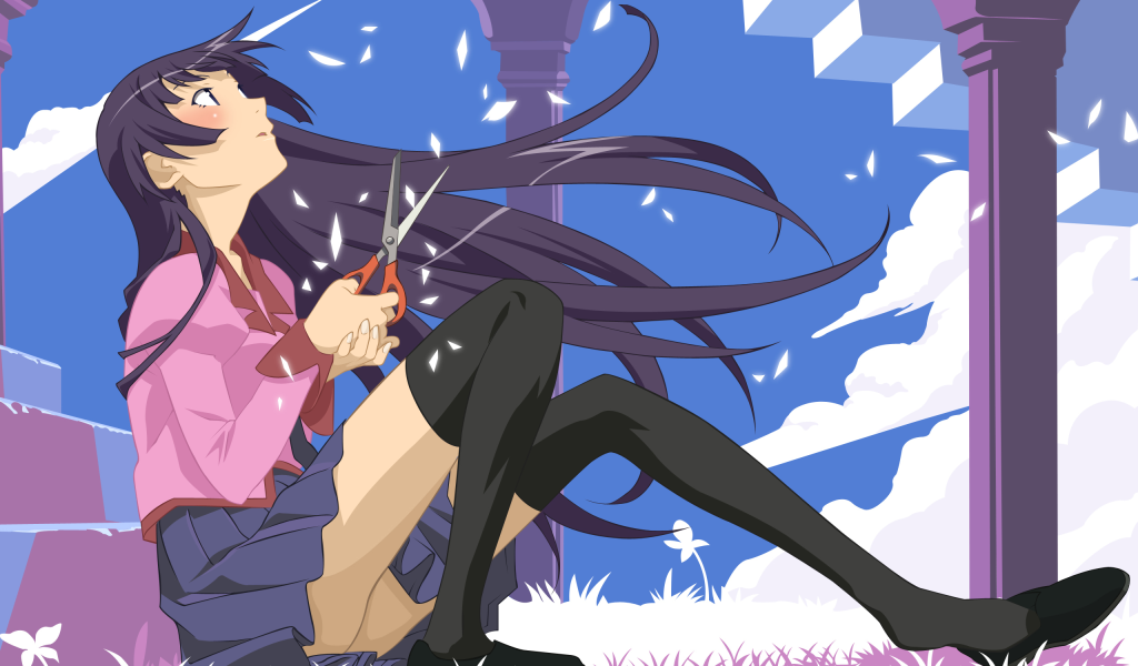 Девушка с ножницами в аниме Bakemonogatari