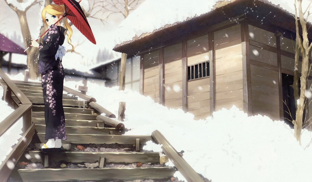 Девушка с зонтом в манге Sayonara Zetsubou Sensei