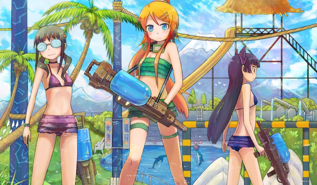 Девушки в аквапарке в аниме Моя сестренка не может быть такой милашкой