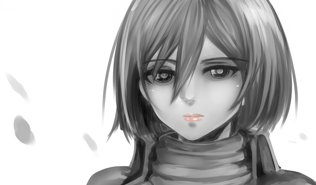 Серый рисунок девушки аниме Атака Титанов