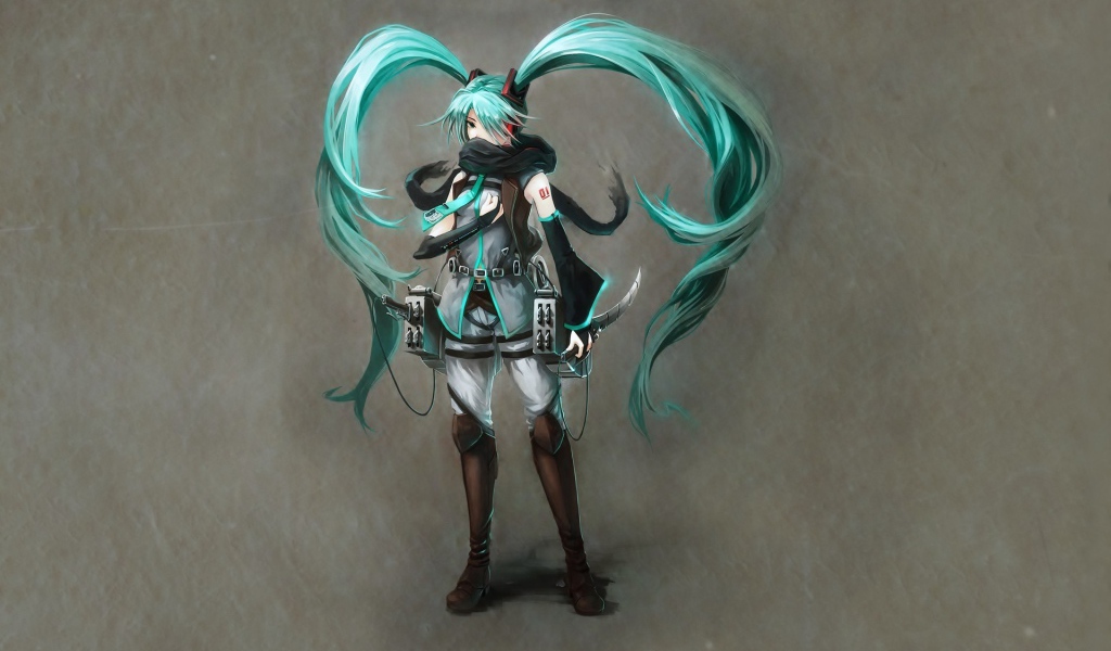 Зеленоволосая девушка из аниме Атака Титанов