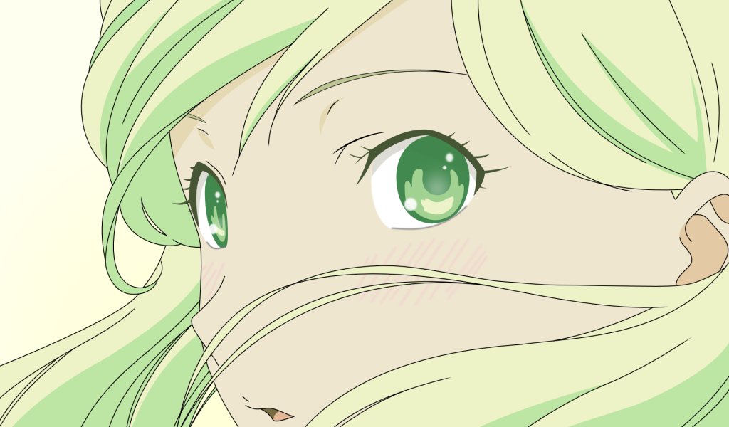 Зеленый рисунок девушки аниме
