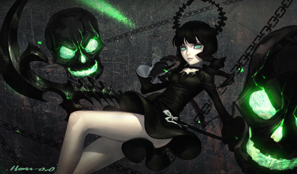 Зеленые черепа в аниме Black Rock Shooter