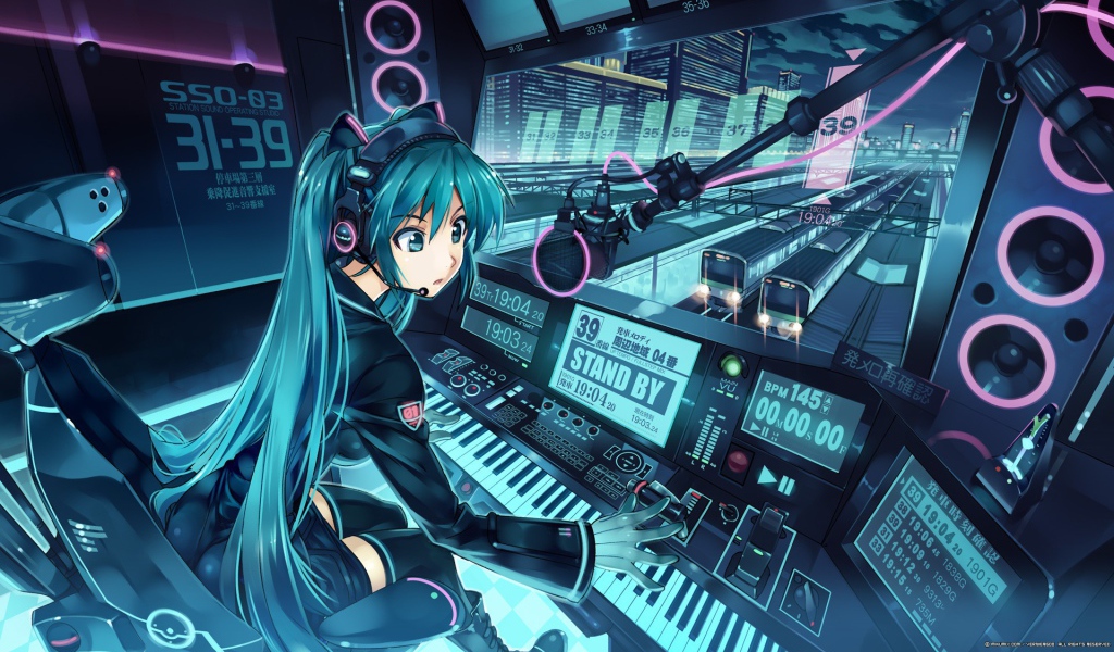 Хацунэ Мику регулирует железнодорожное движение