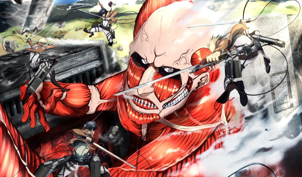 Огромный монстр из аниме Атака Титанов