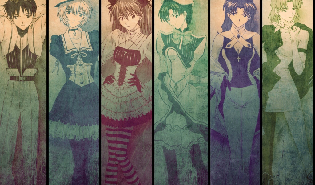 Изображение девушек из аниме Neon Genesis Evangelion