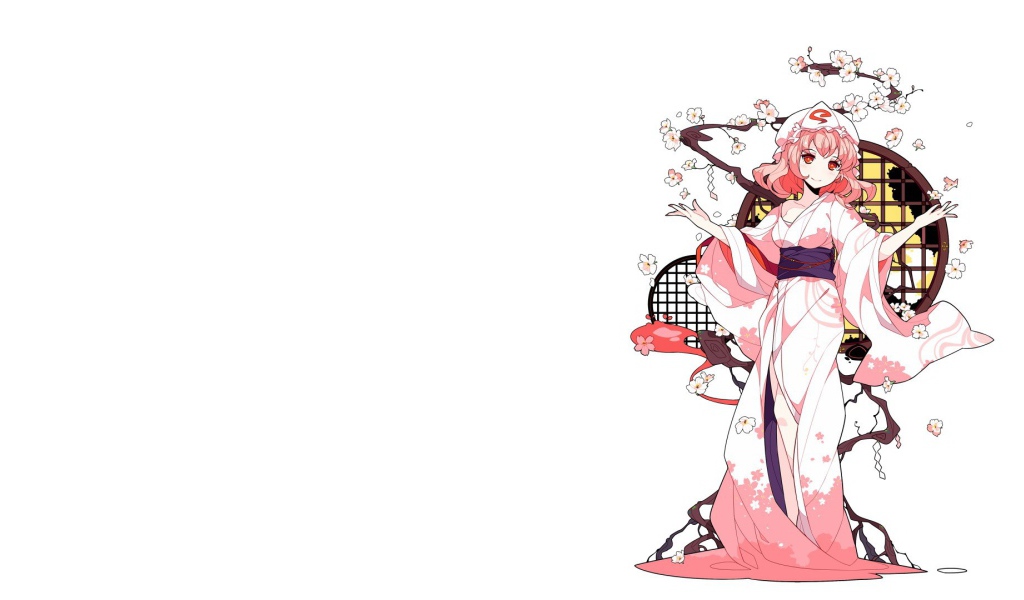 Девушка в японском наряде, аниме Saigyouji Yuyuko