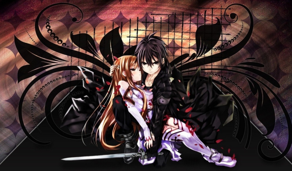 Парень и девушка в аниме Sword Art Online