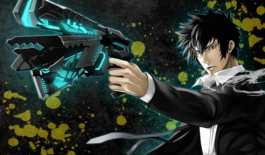 Парень с пистолетом из аниме Psycho-Pass