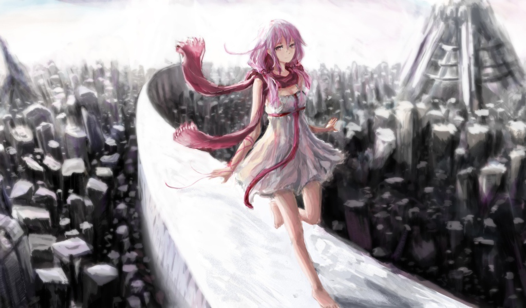 Розовые волосы у девушки в аниме Корона греха