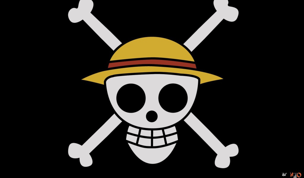 Пиратский символ на черном фоне в аниме Большой куш