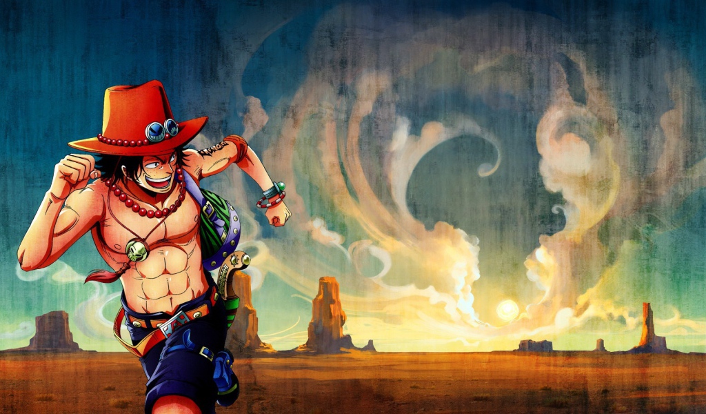 Портгас Д. Эйс бежит по пустыне, аниме