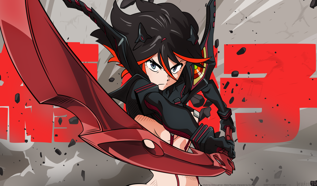 Красный меч в руке аниме персонажа Senketsu