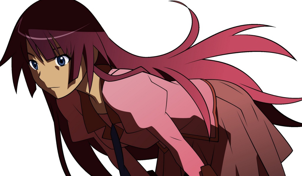 Красноволосая девушка в аниме Monogatari Series