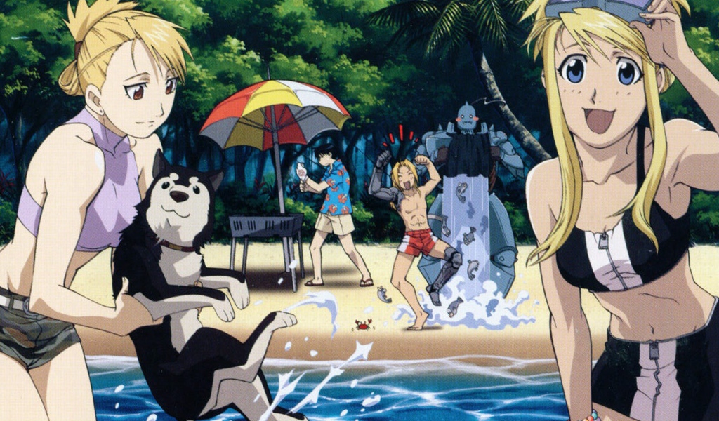 Отдых у бассейна в аниме Стальной алхимик