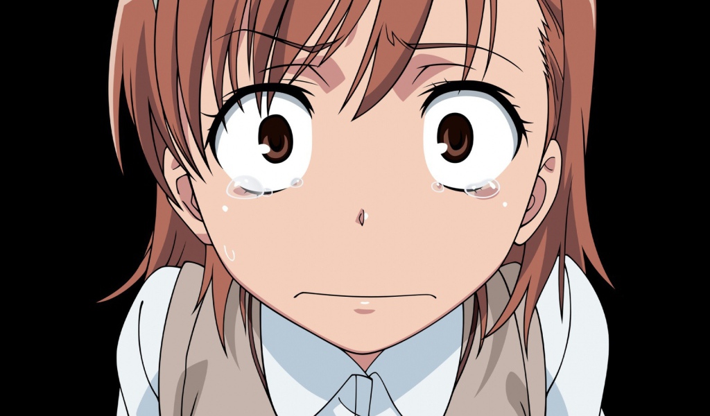 Грустная девушка из аниме Некий научный Рейлган