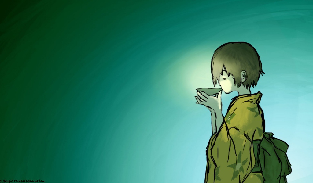 Девушка пьет чай, аниме Мастер Муси