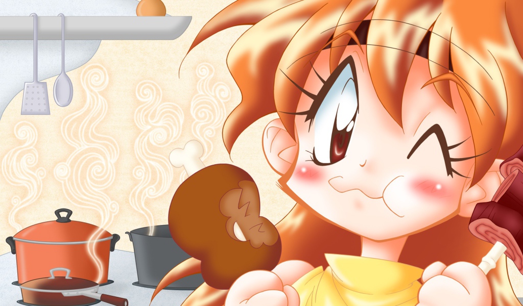 Девушка аниме Рубаки кушает мороженое