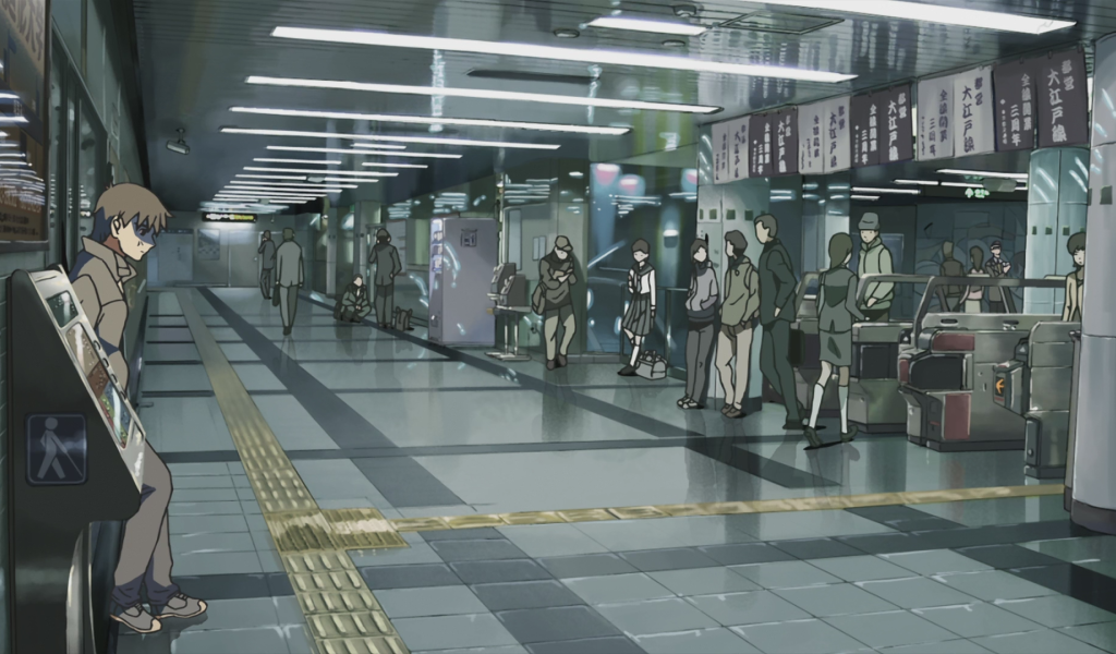 Станция метро в аниме Пять сантиметров в секунду