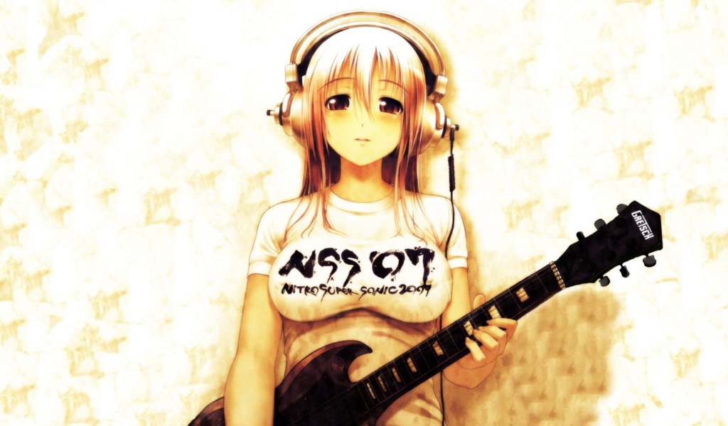 Супер Соника, аниме девушка с гитарой