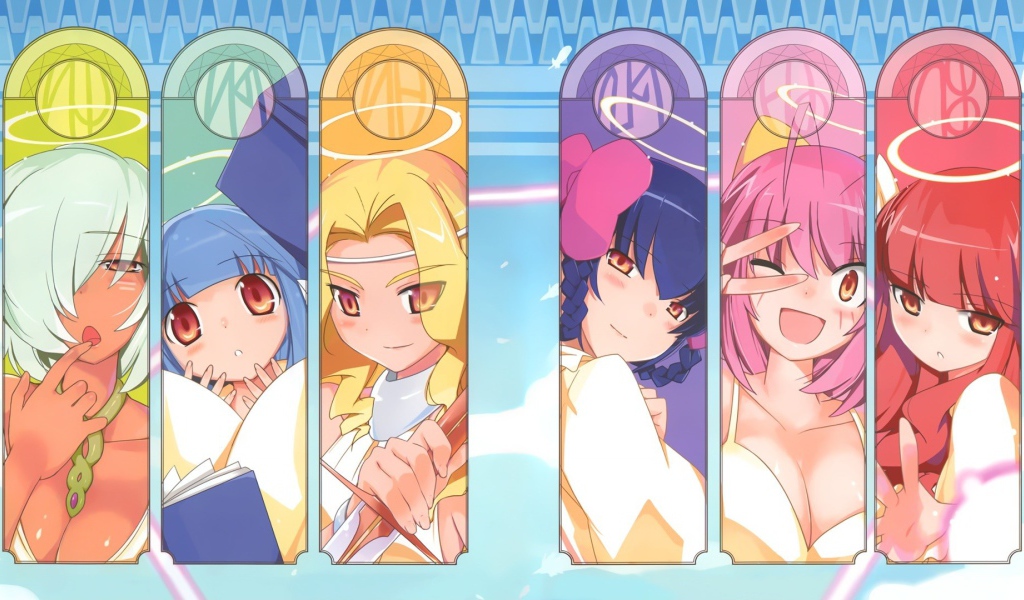 Таблички с лицами героев аниме Одному лишь Богу ведомый мир