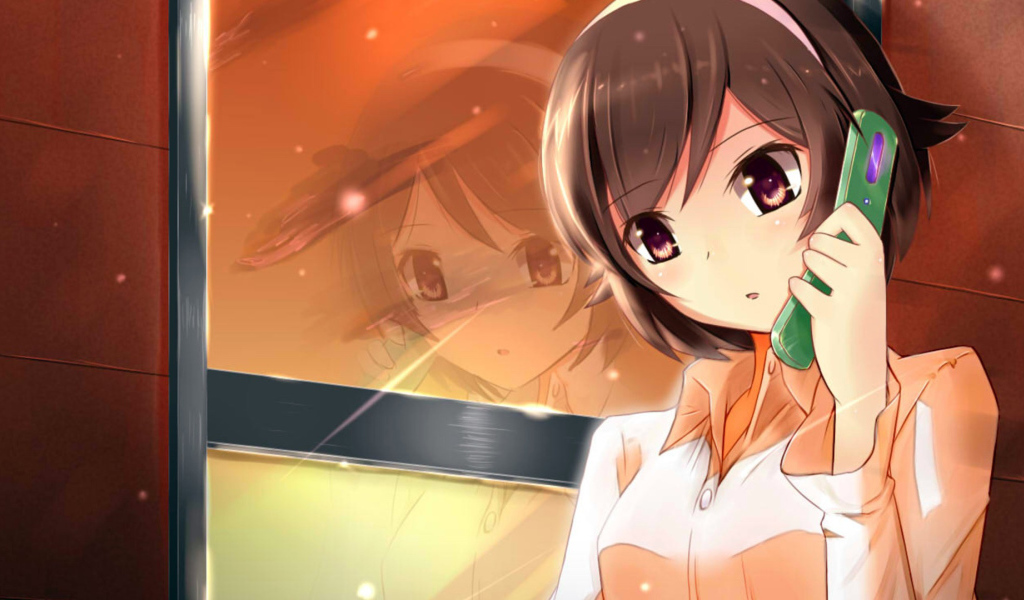 Разговор по телефону в аниме Одному лишь Богу ведомый мир