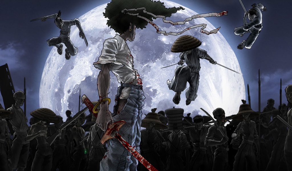 Сражение в аниме Афросамурай