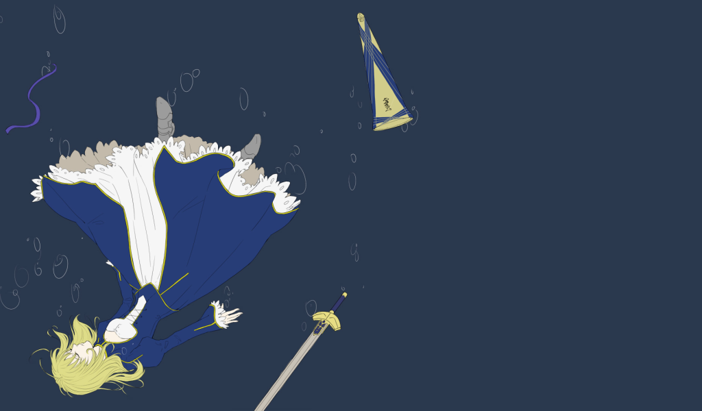 Поверженная Сайбер в аниме Ночь прибытия