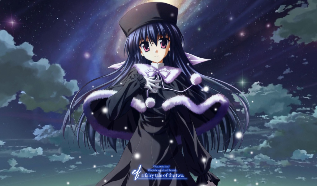 Девушка в черной одежде в аниме Эф - история воспоминаний