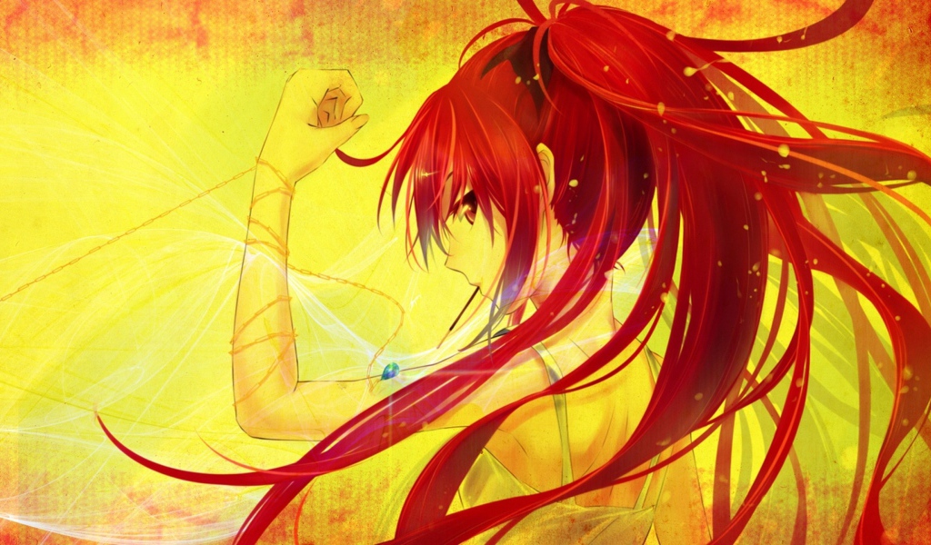 Девушка на желтом фоне, аниме Девочка-волшебница Мадока